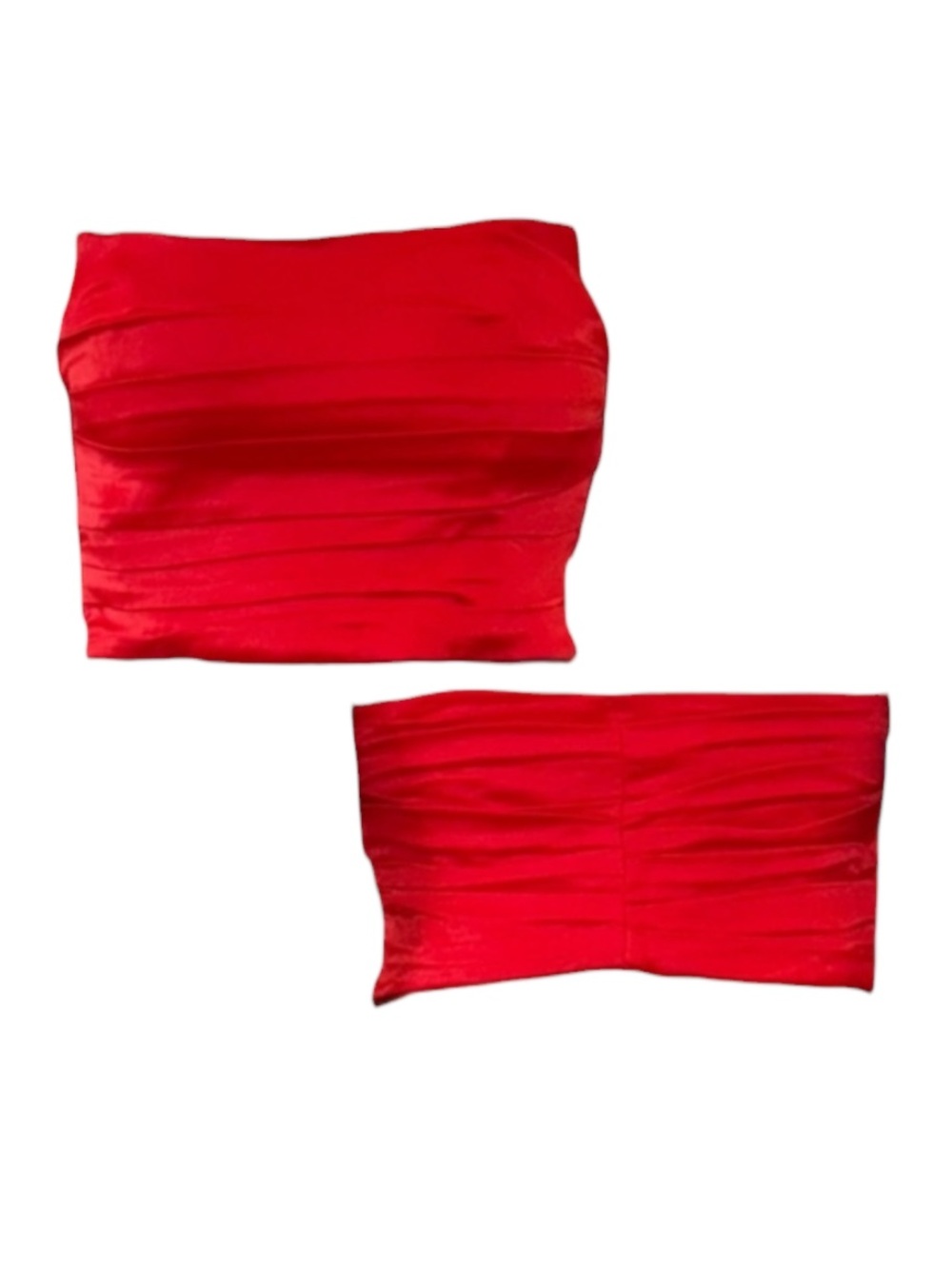 Strapless Red Satin Crop Top